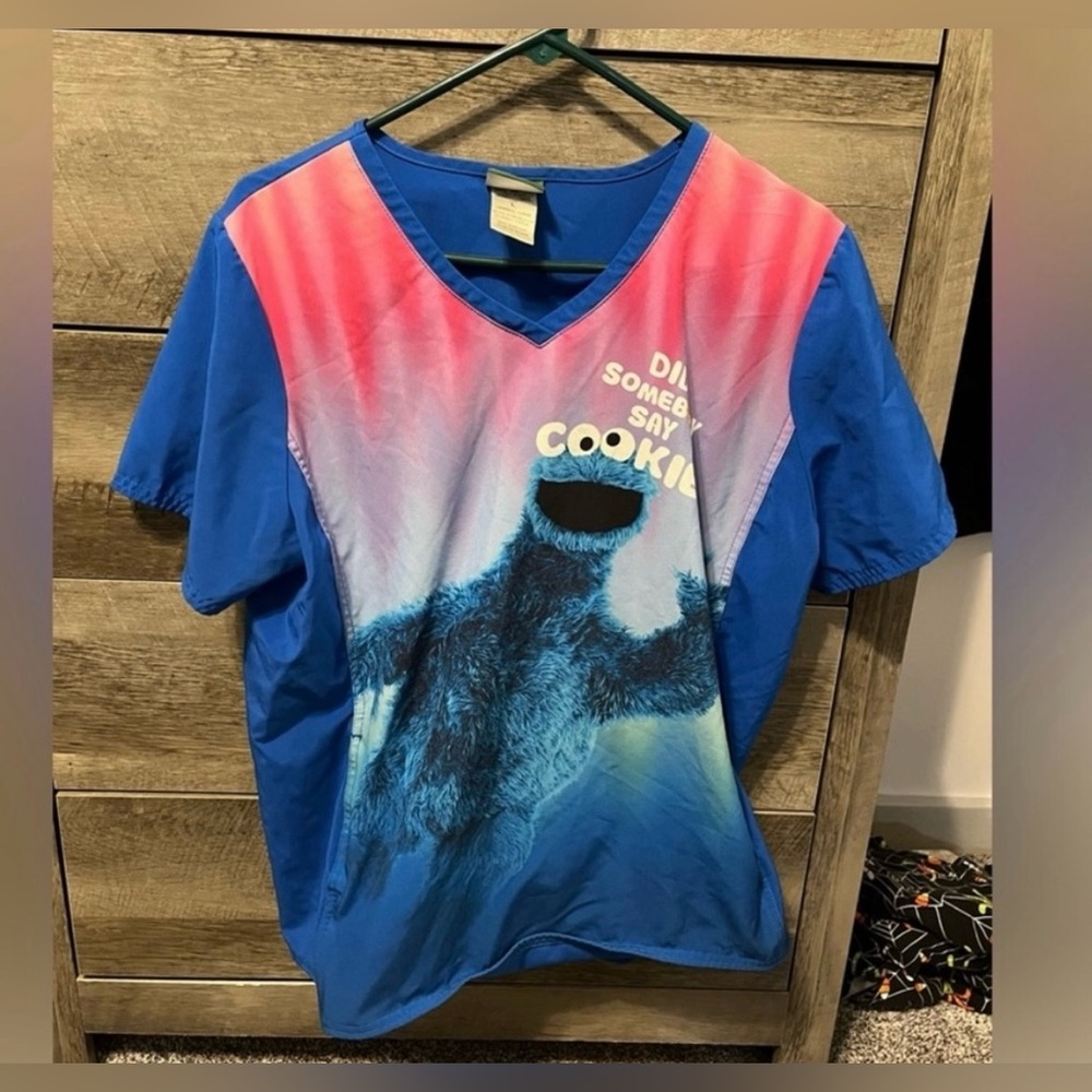 Cookie Monster Scrub Top